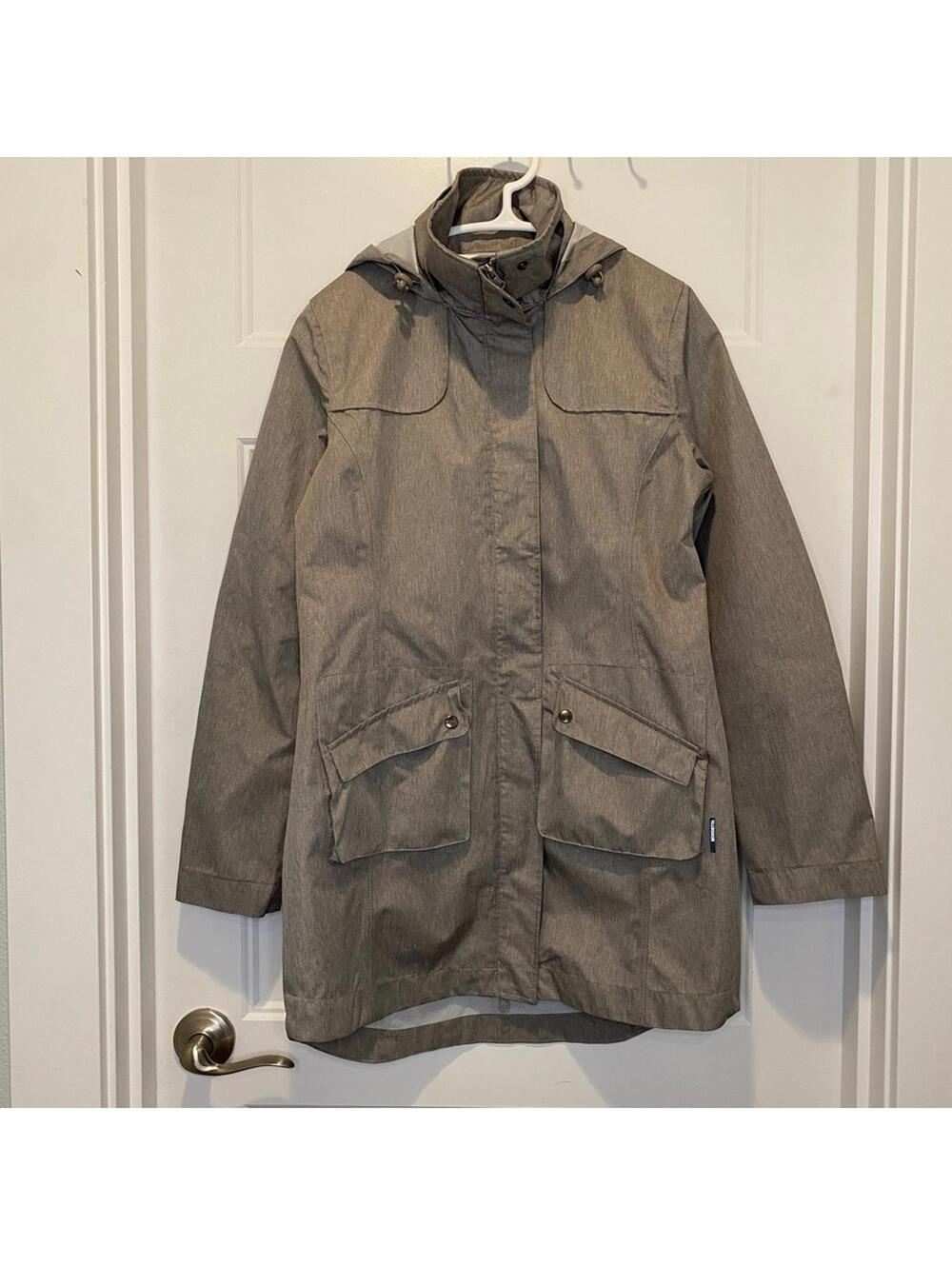 Mondetta Gray Hooded Rain Jacket Lightweight Packable Water-Resistant Size S